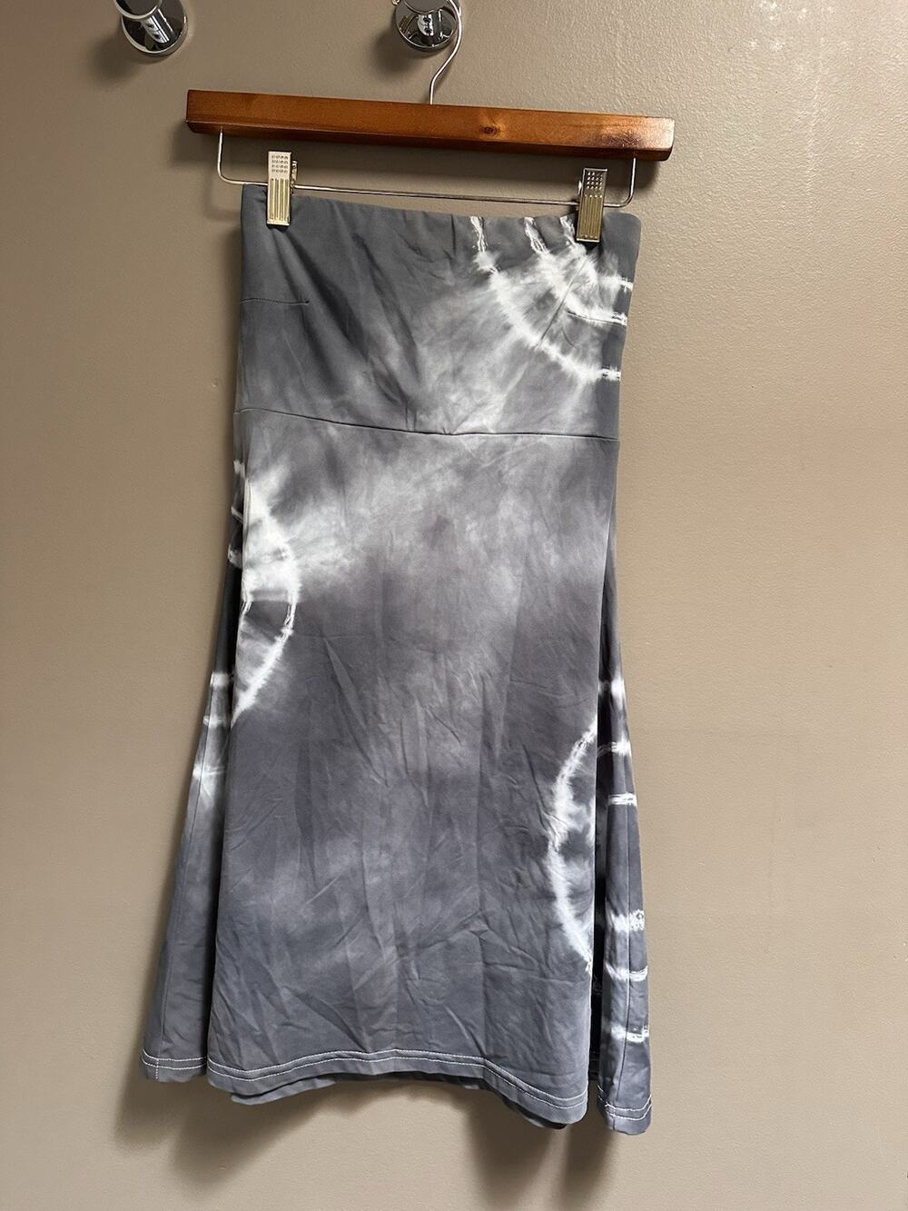 Swim Dress Coverup Tie Dye Grey Strapless Bohemian Hippie Summer Beach Pool